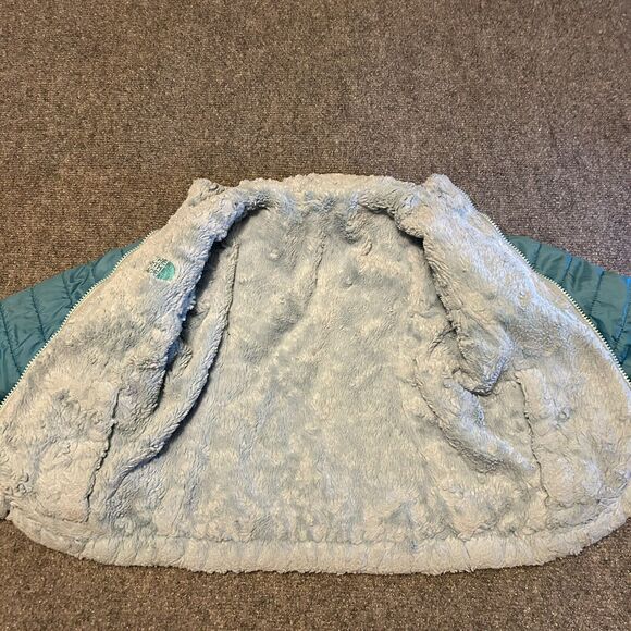 The NORTH FACE Reversible‎ Mossbud Blue Girls Fleece Jacket - Picture 4 of 11